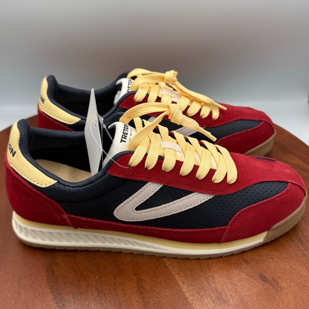Tretorn Rawlins 2.0 Sneakers Colorblock Red Navy Yellow Retro Sporty Womens 9 - Picture 7 of 12